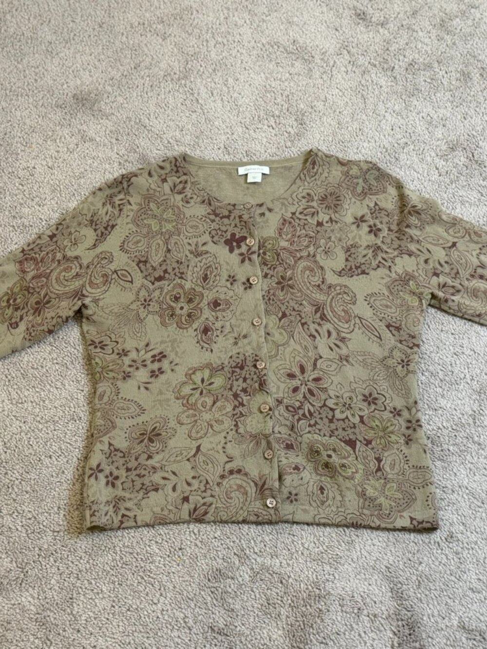 Garnet Hill | 100% Merino Wool Paisley Cardigan | Cottagecore | Size L